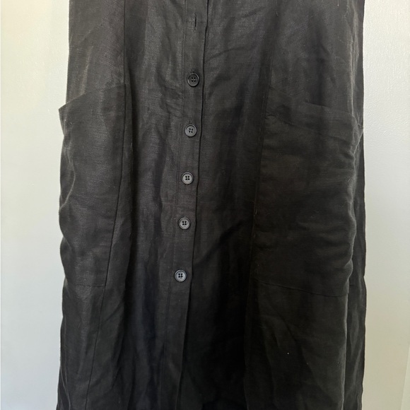 Size 4 Black Button Up Linen Reformation Dress - Picture 5 of 10